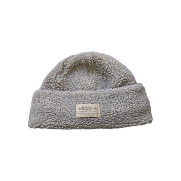adidas Other - Adidas Originals Sherpa Fleece Beanie Beige Black Cuffed Warm Winter Hat OS EUC